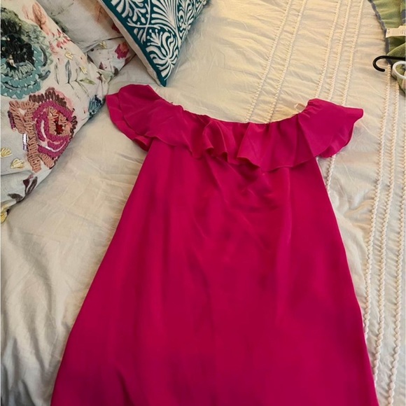 Amanda Uprichard Ruffle Hot Pink Silk Dress - Picture 5 of 8